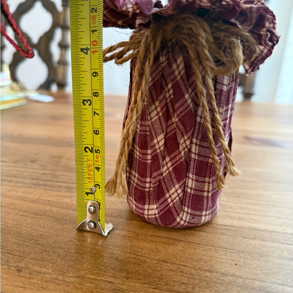 Plaid Burgundy Fabric Drawstring Sachet glass jar decor - Picture 4 of 10
